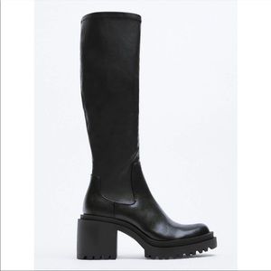 Zara fitted heeled knee high boots
